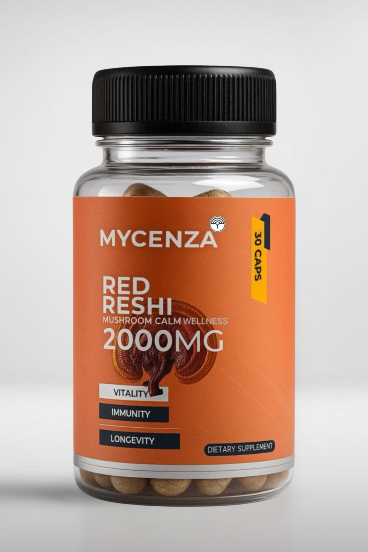 Red Reishi Mushroom Capsules - Organic, Vegan, High Potency Supplement