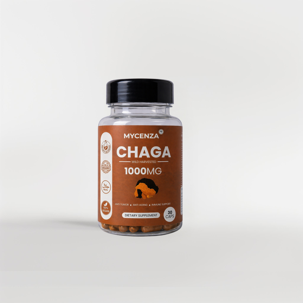 Chaga Mushroom Capsules 1000MG | Antioxidant & Immune Support | MYCENZA